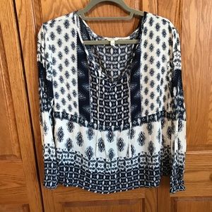 Aeropostale Boho Tribal Print Navy Orange Blouse